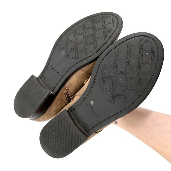 Vionic Tan Mira Leather Lace Up Bootie Distressed‎ Light Brown Nubuck Size 7.5 - Picture 9 of 10